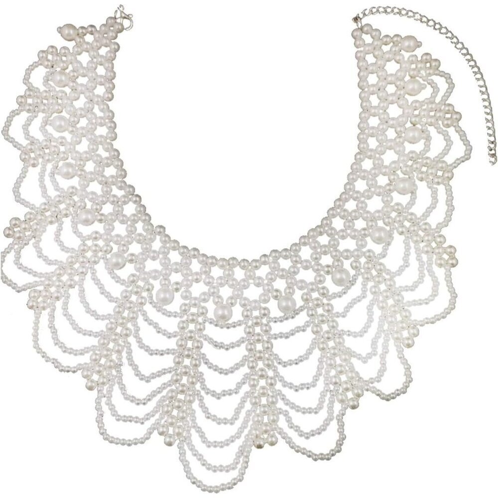 Somimi Dissent Collar Necklace, Detachable Pearl Beaded Choker Feminist Jewelry